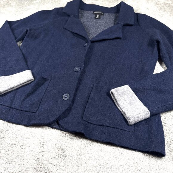Adrienne Vittadini Navy Knit Blazer Cardigan Women’s Large Soft Office Sweater - Picture 5 of 10